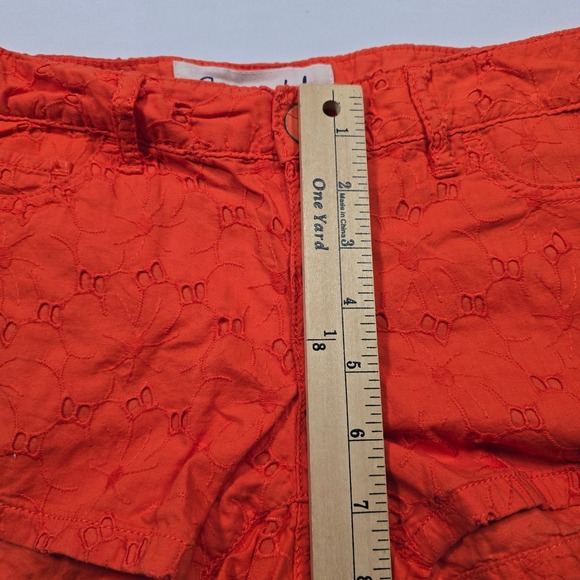 Y2k Aeropostale Womens Orange Eyelet mini Shorts Size 3/4 Boho Summer - Picture 5 of 8